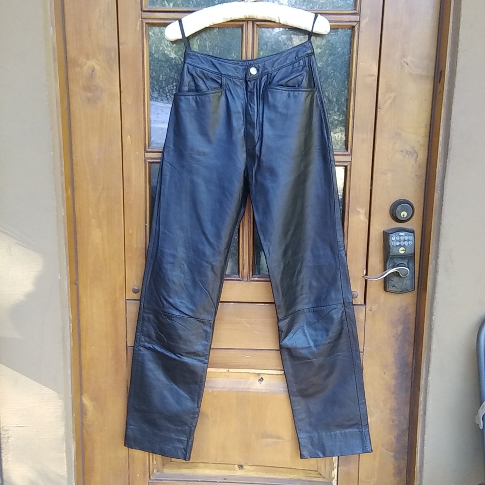 90s Real leather pants